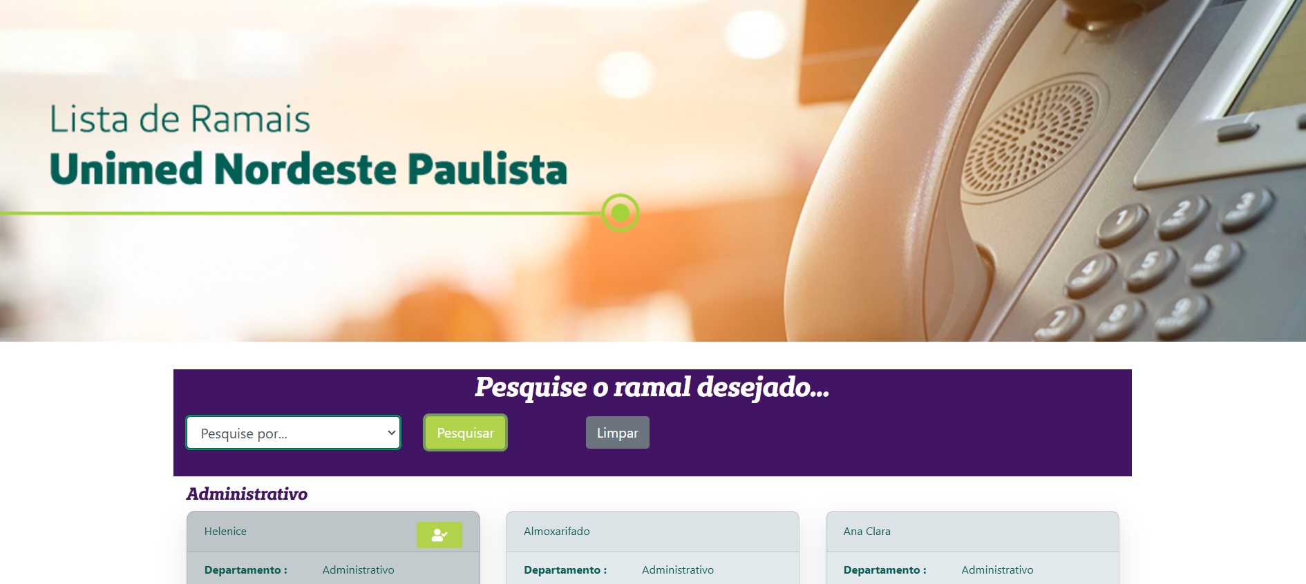 Lista de Ramais